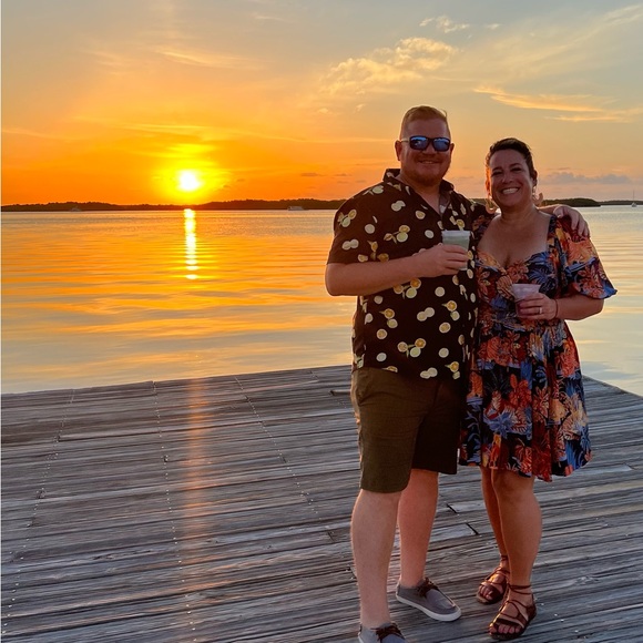 Anthropologie Orange and Blue Wrap Sundress with Dolman Sleeves - Picture 4 of 4
